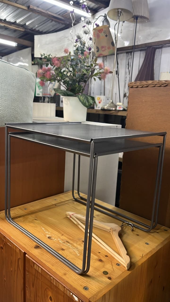 Postmodern Perforated Metal Nesting Side Table” by IKEA 1980s